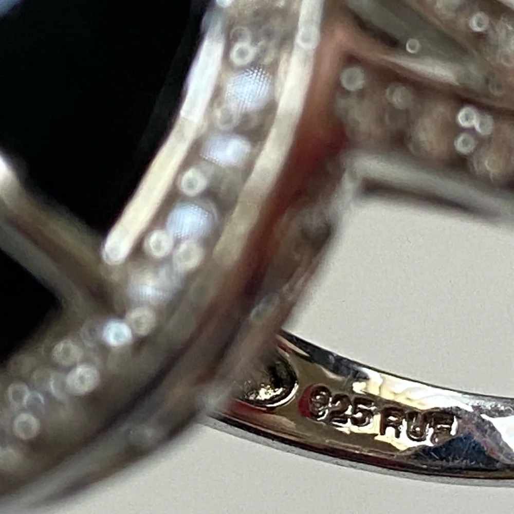 Pear Cut Onyx Cocktail Ring Sterling Silver, size 7